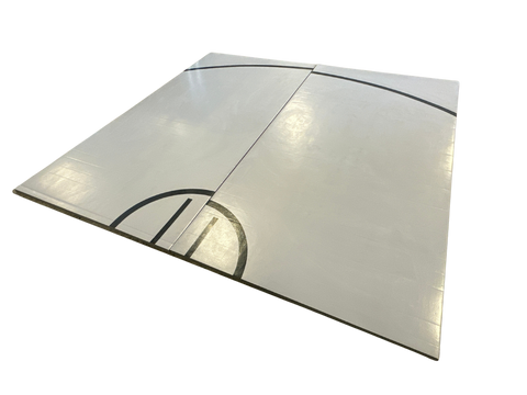 Clearance 119" x 114" x 1 3/8" Roll-Up Wrestling Mat - Grey Mat with Black Circle Segments