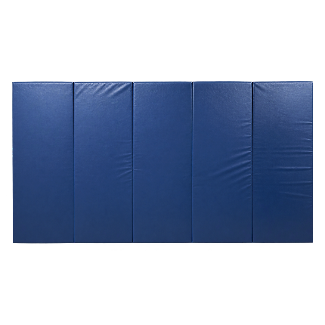 Quickship 6' Tall x 10' Wide x 2" Thick Removable Folding Gym Wall Pad- Texan Blue