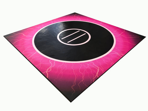 QUICKSHIP 8' x 8' x 1 3/8" Digital Print Lightning Roll-Up Wrestling Mat