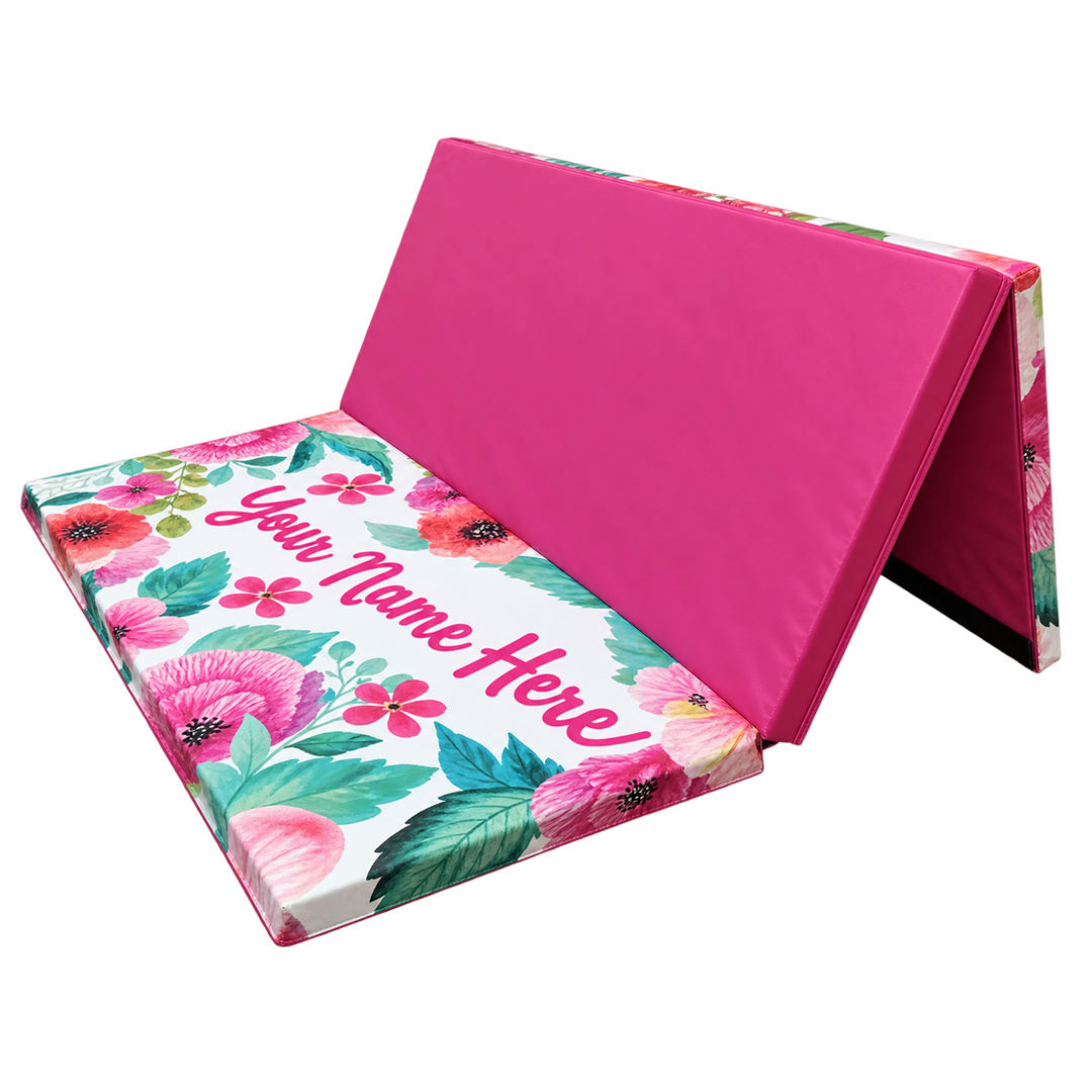 Spring Floral Print 4' x 6' x 2" Intermediate Folding Gymnastics Mat