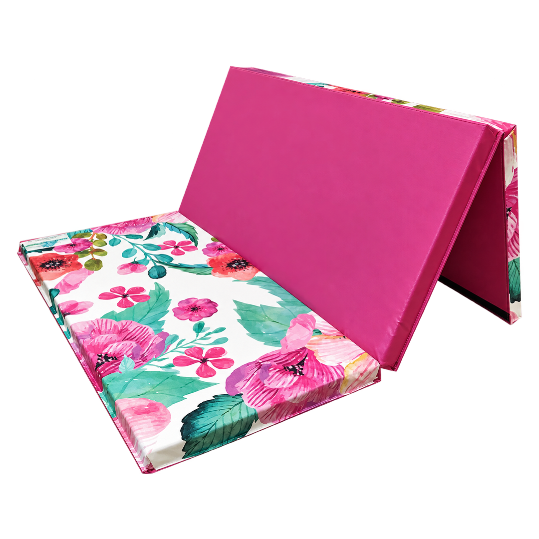 Spring Floral Print 4' x 6' x 2" Intermediate Folding Gymnastics Mat
