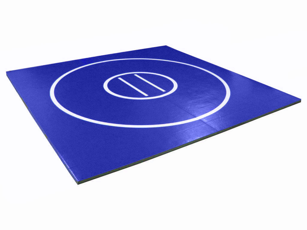 8' x 8' wrestling mat blue with white circles