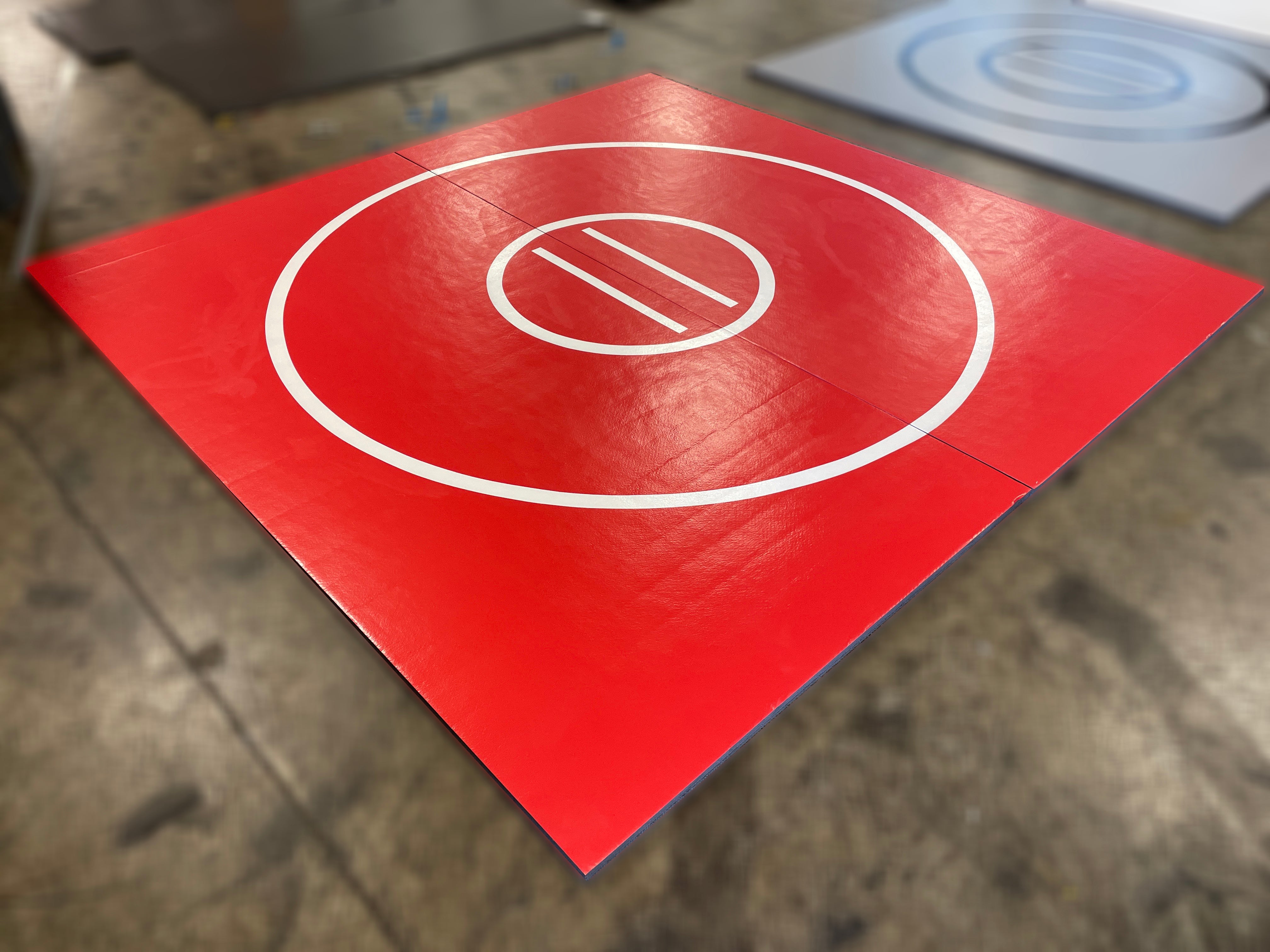 Clearance 10' x 10' x 1 3/8" Roll-Up Wrestling mat Red with White