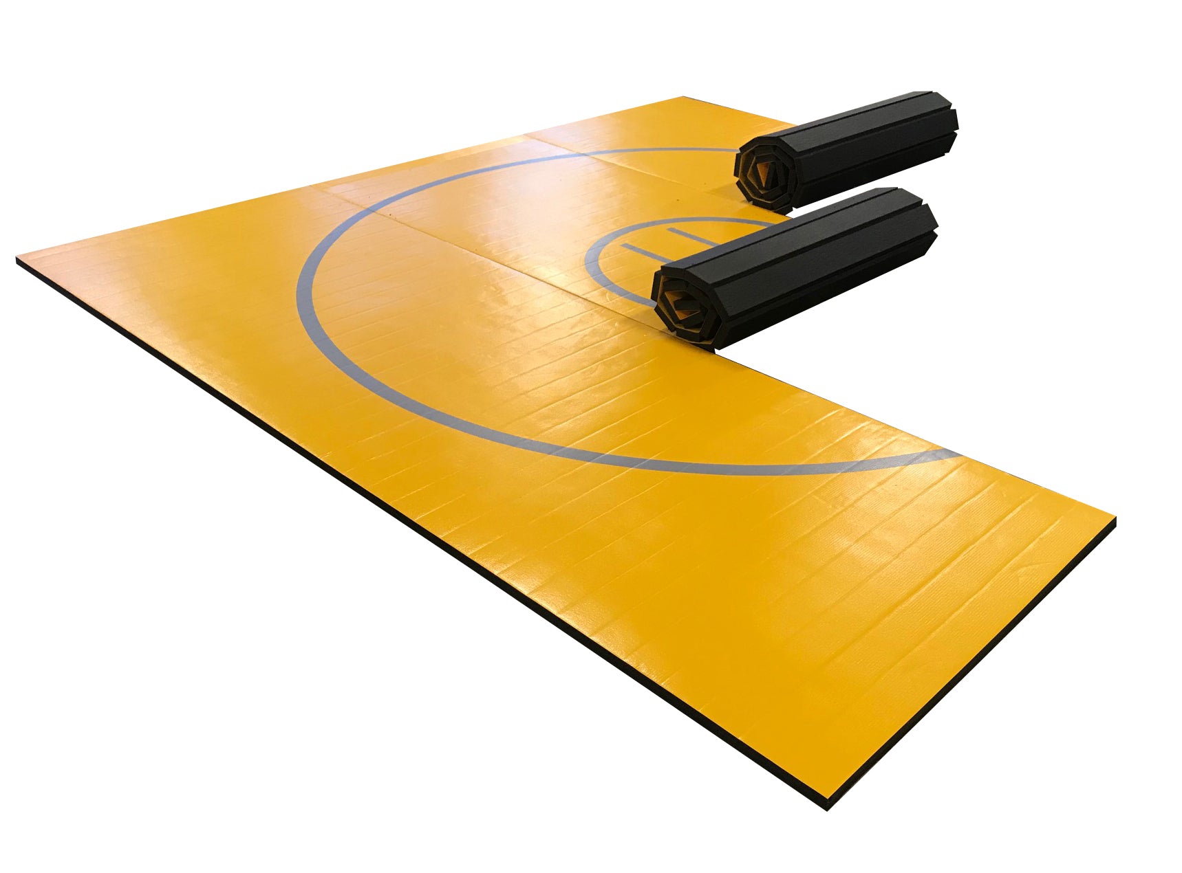 12' x 12' x 1 3/8" Gold and Gray Roll-Up Wrestling Mat