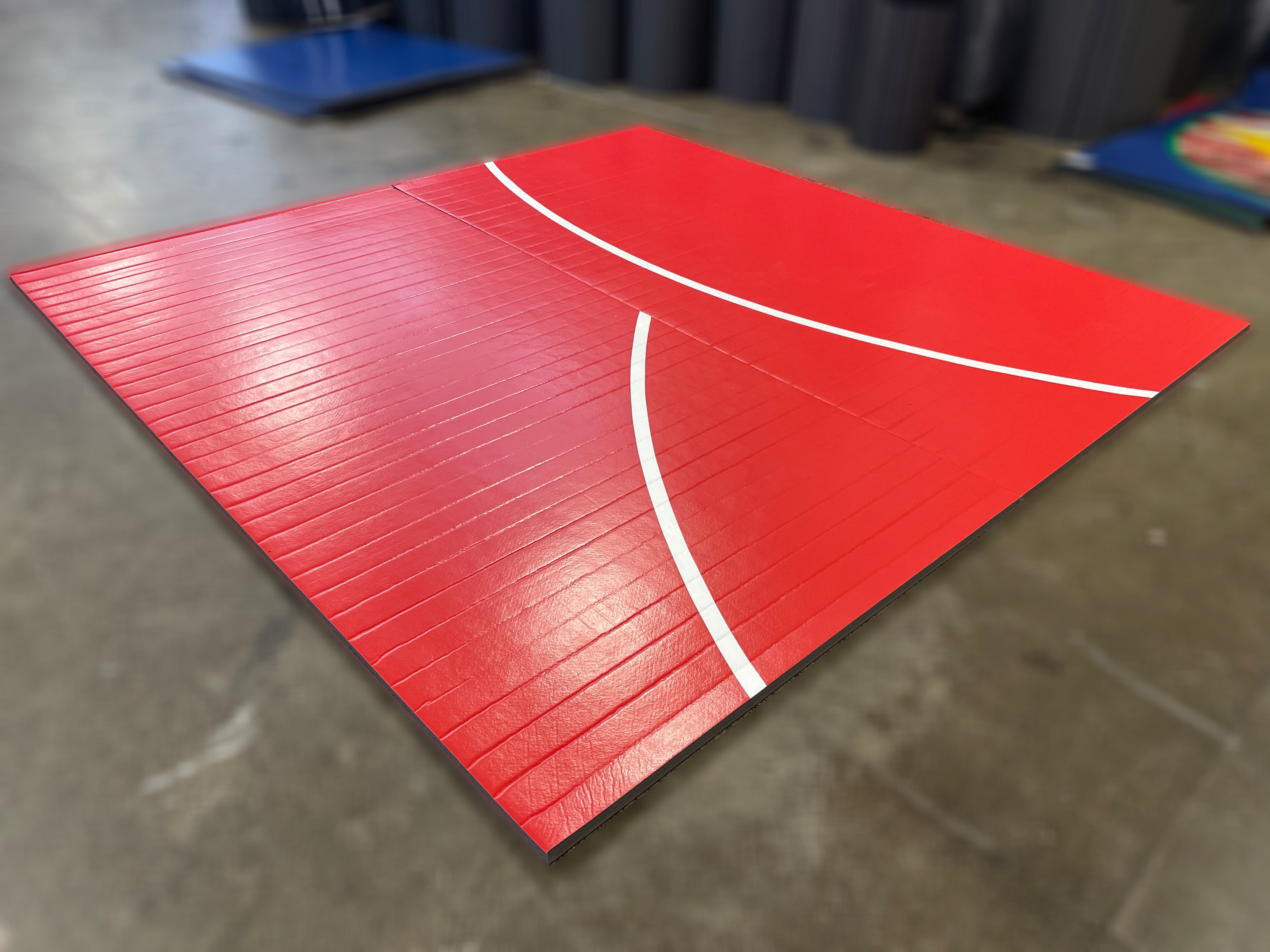 Clearance Wrestling Mat 12' x 12' x 1 3/8" Roll-Up Mat Red with White