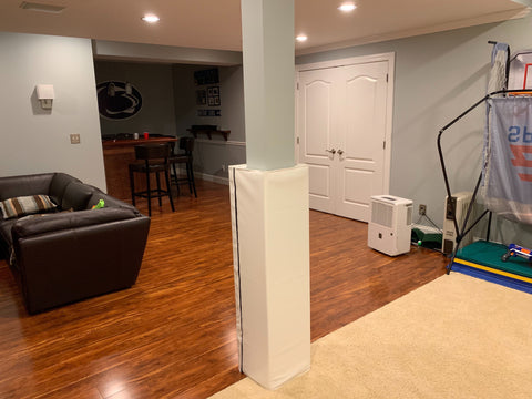 pure white column pad in home playroom
