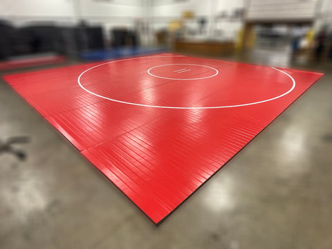Clearance 30' x 30' x 1 3/8" Roll-Up Wrestling Mat Red