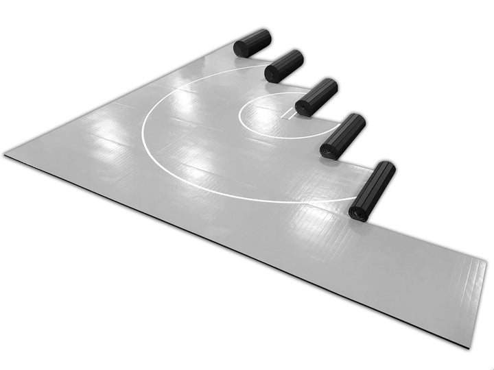 AK Athletics Gray Wrestling Mat with White Circles 
