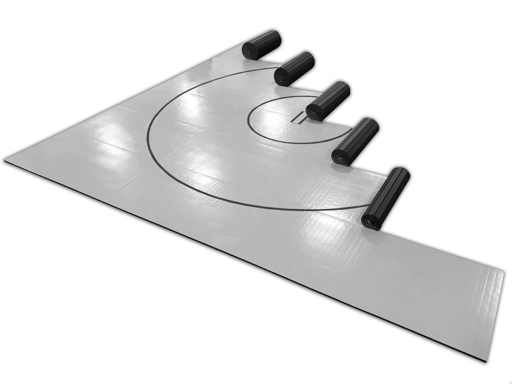 AK Athletic Equipment Gray Grappling Mat with Black Circles