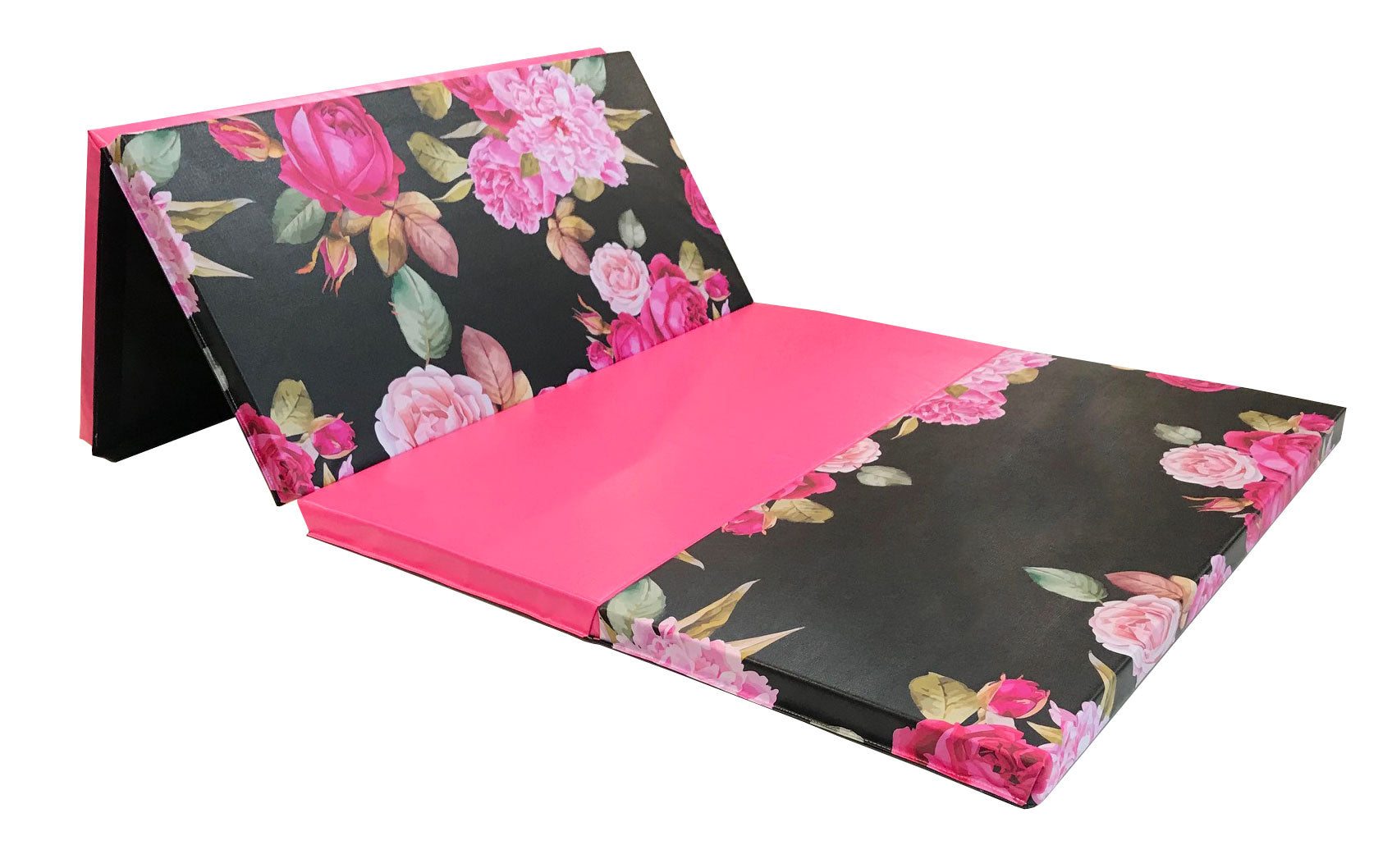 Black and Pink Peony 4' x 8' Folding Gymnastics Mat