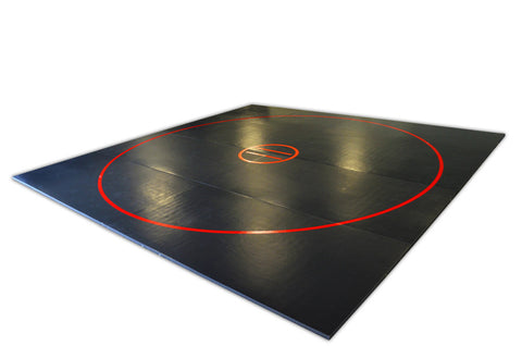 AK Athletic Wrestling Floor Mat Black with Red Circles 