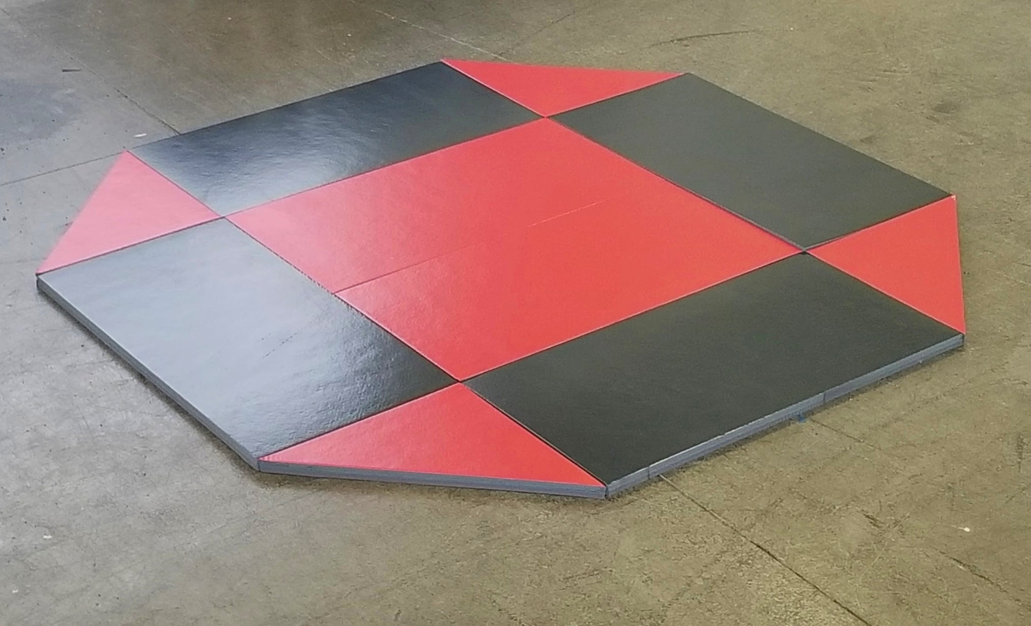 8' x 8' remnant octagon wrestling mat Black and Red Vinyl
