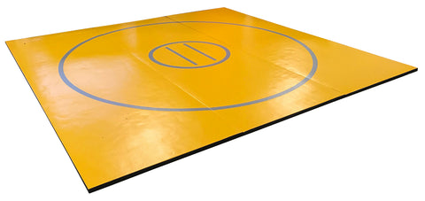 12' x 12' x 1 3/8" Gold and Gray Roll-Up Wrestling Mat