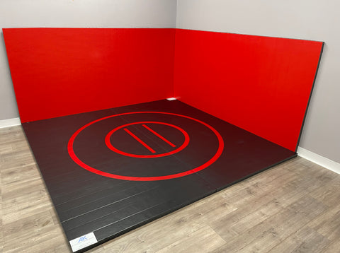 Holiday Shop Instant Wrestling Room 10' x 10' wrestling mat and Removable Roll Up Wall Pads Package