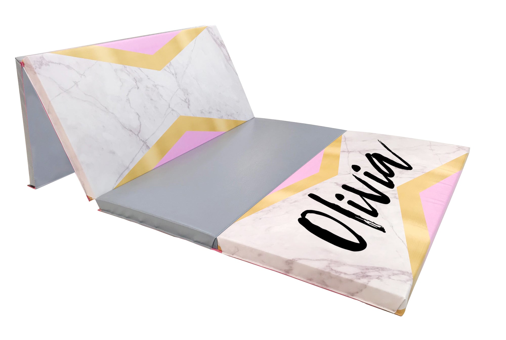 Pink and Gold 4' x 8' Folding Gymnastics Mat