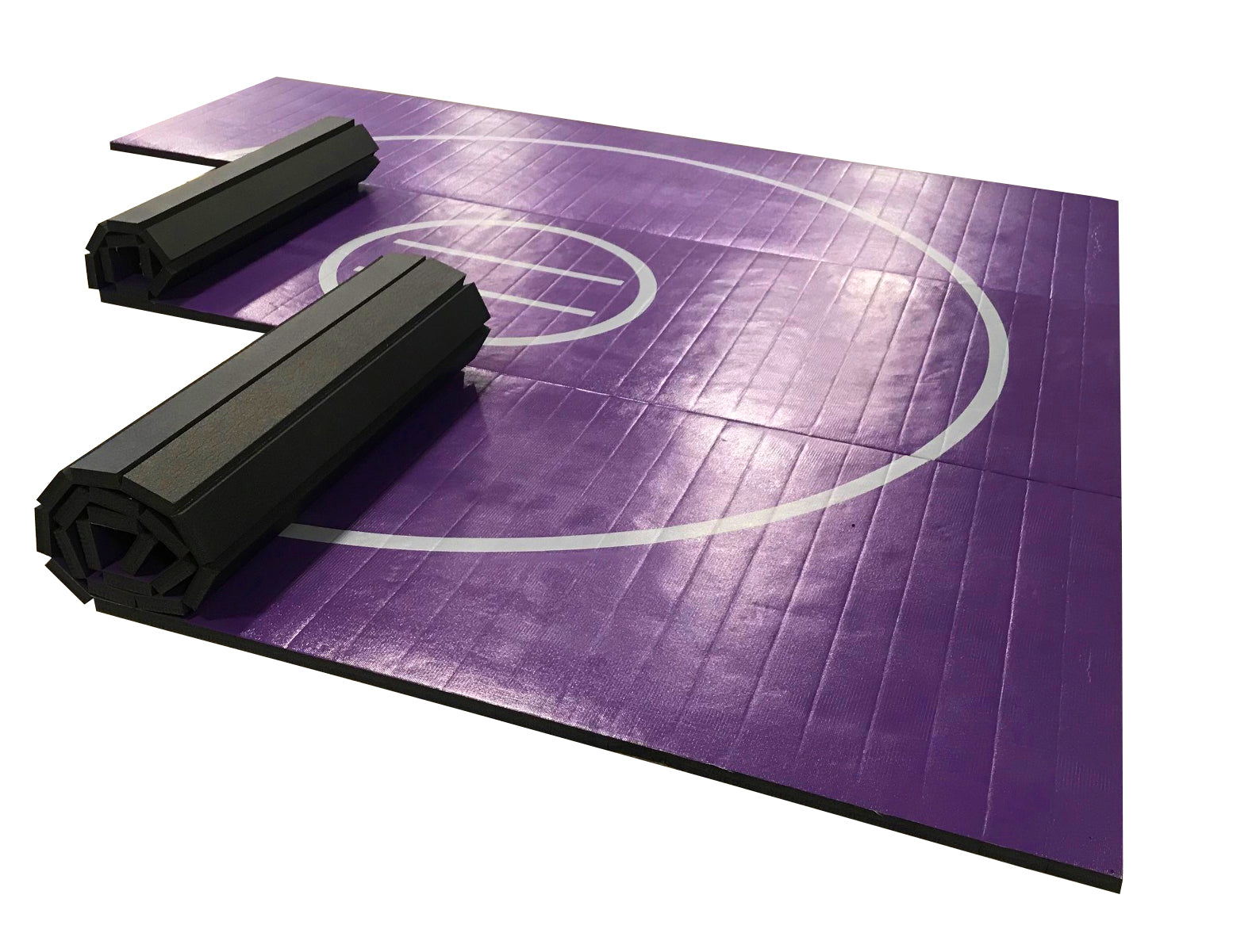 12' x 12' x 1 3/8" Purple and Gray Roll-Up Wrestling Mat