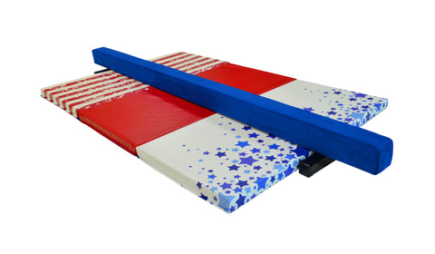 Stars and Stripes Gymnastics Balance Beam and Folding Mat Combo Package
