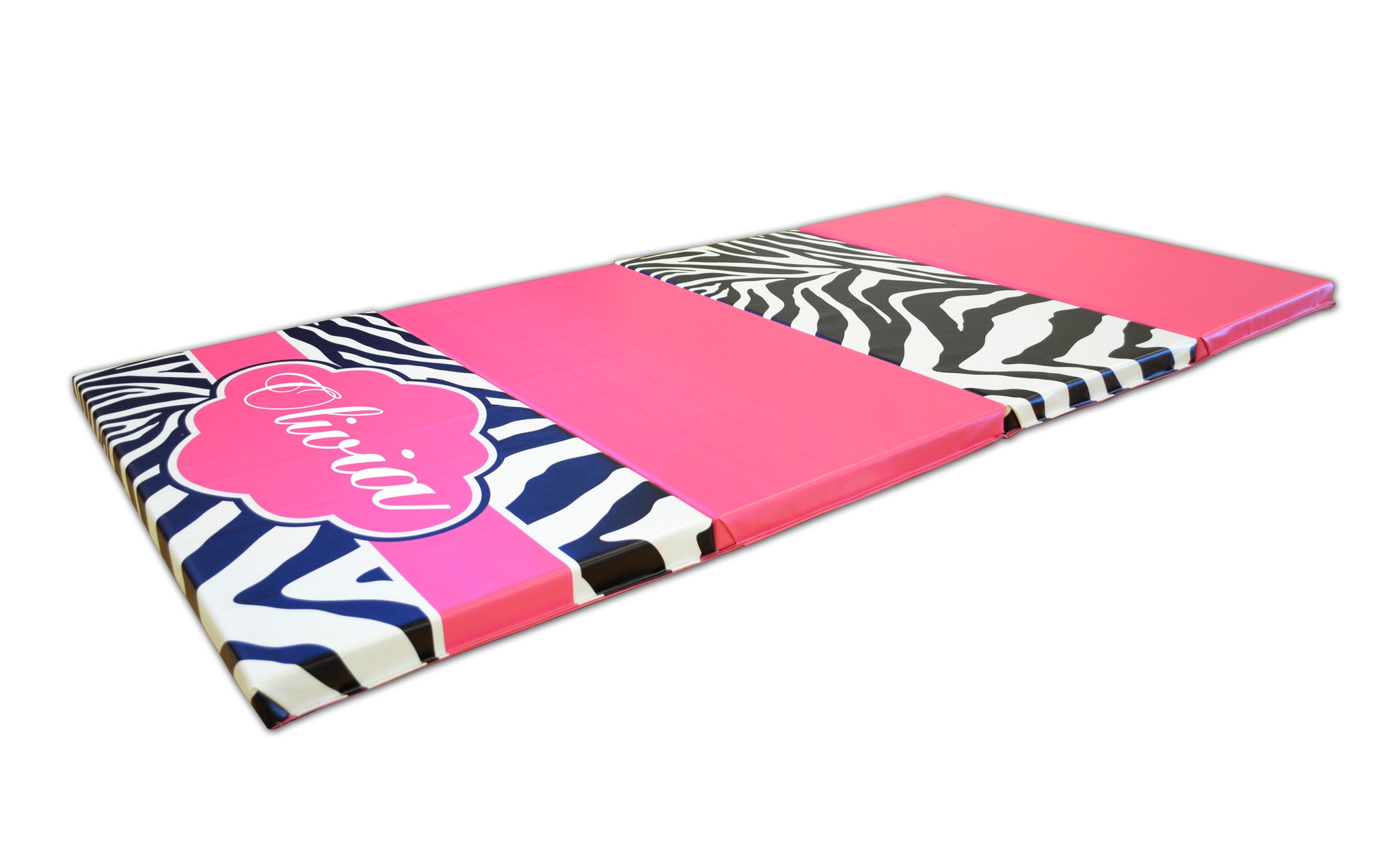 Buy together and Save! Pink Zebra Print Monogram 4' x 8' Mat and Folding Incline Mat